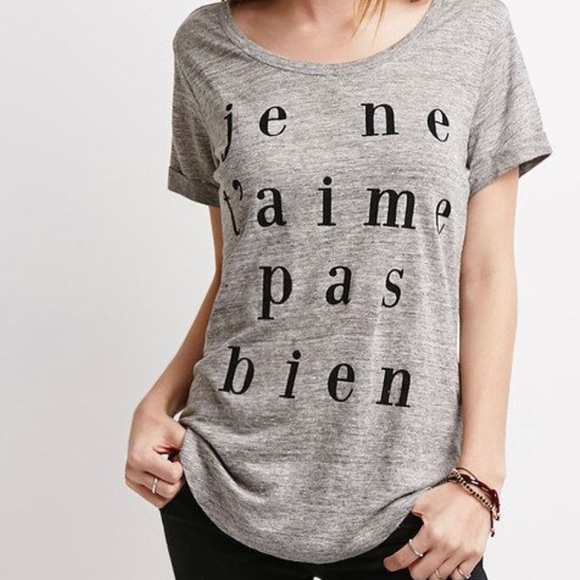 NWT Forever 21 Grey Linen Size Large T-Shirt - Picture 2 of 3